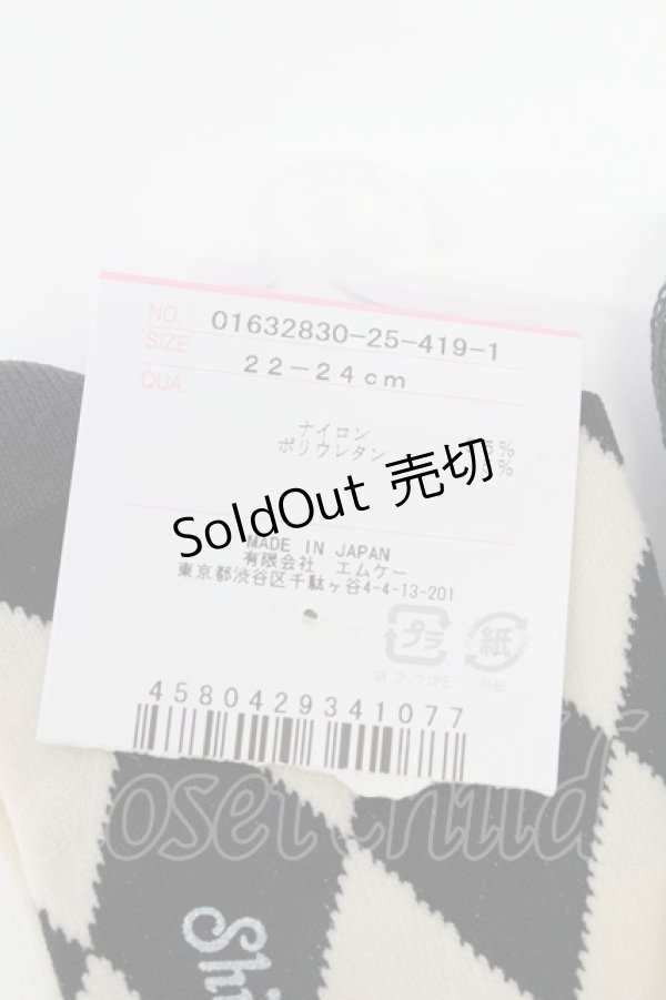 画像3: Shirley Temple / ダイヤ柄オーバーニー 22-24CM 黒Ｘアイボリー T-26-02-19-003-ET-ZA-SA-ZT (3)