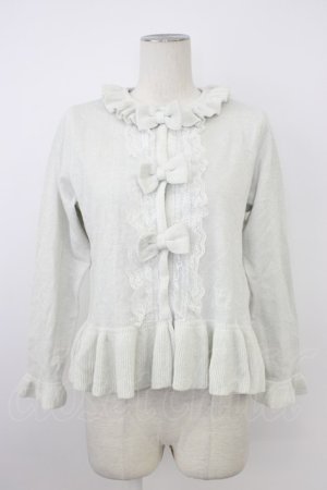 画像: Nile Perch / リボンレースラメニットカーディガン  シルバー T-26-02-20-001-LO-TO-SA-ZT