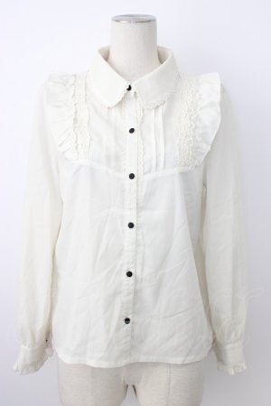 画像: axes femme / フリルブラウス  アイボリー T-26-02-20-003-AX-BL-SA-ZT