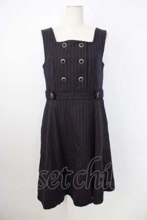 画像: Jane Marple / ストライプジャンパースカート  ネイビーＸ赤 T-26-02-20-023-JM-OP-SA-ZT