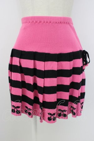 画像: MILK / チェリーボーダーニットスカート  濃ピンクＸ黒 T-26-02-20-028-ML-SK-SA-ZT