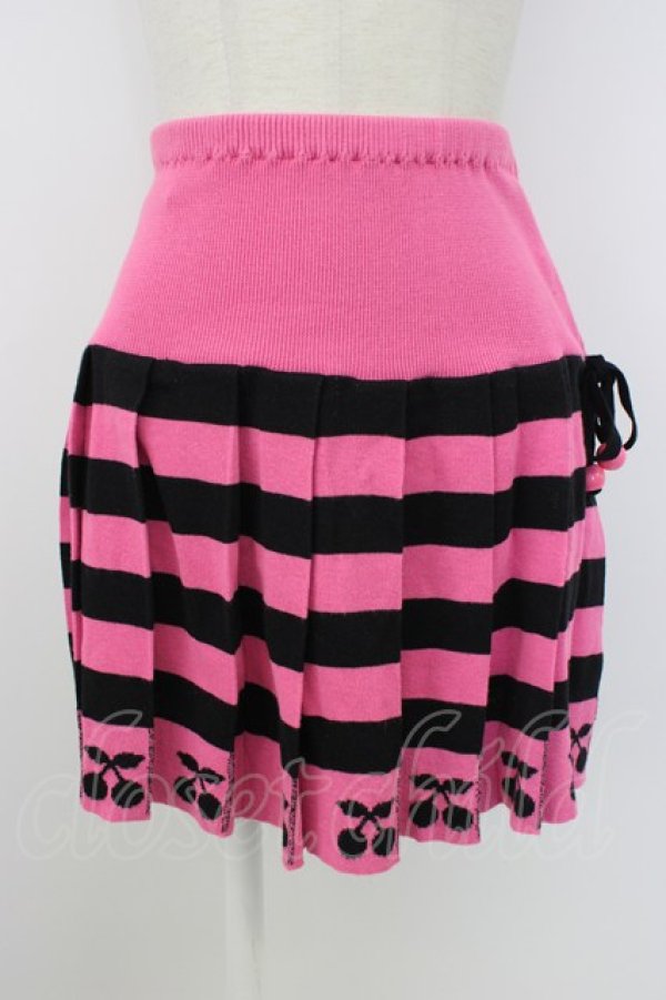画像1: MILK / チェリーボーダーニットスカート  濃ピンクＸ黒 T-26-02-20-028-ML-SK-SA-ZT (1)