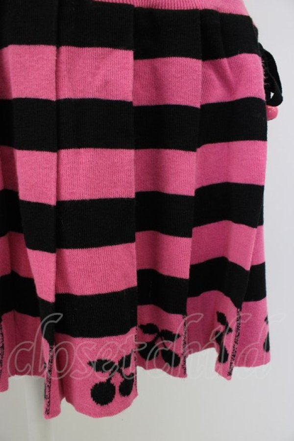 画像4: MILK / チェリーボーダーニットスカート  濃ピンクＸ黒 T-26-02-20-028-ML-SK-SA-ZT (4)