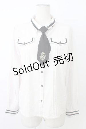 画像: axes femme / ミリタリー風ブラウス  アイボリーＸ黒 T-26-02-20-005-AX-BL-SA-ZT