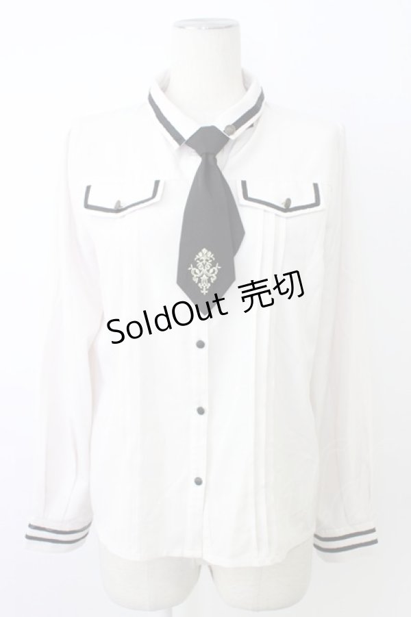 画像1: axes femme / ミリタリー風ブラウス  アイボリーＸ黒 T-26-02-20-005-AX-BL-SA-ZT (1)