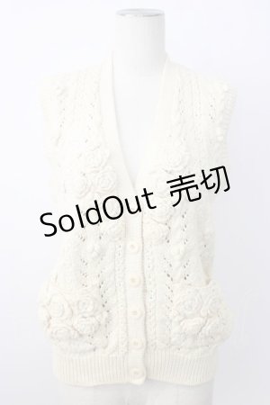 画像: PINK HOUSE / お花モチーフ使いニットベスト  ベージュ T-26-02-20-006-LO-TO-OW-ZT632