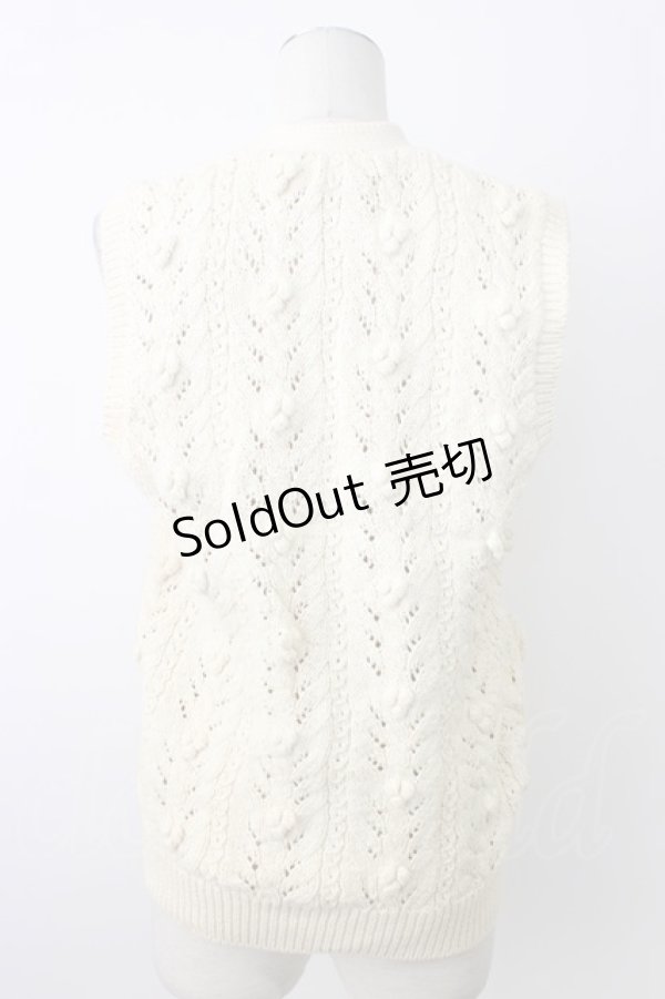 画像2: PINK HOUSE / お花モチーフ使いニットベスト  ベージュ T-26-02-20-006-LO-TO-OW-ZT632 (2)