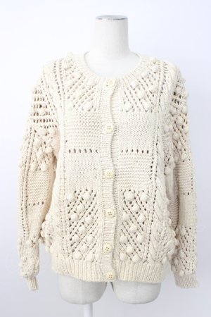 画像: PINK HOUSE / ぽんぽん使いニットカーディガン  ベージュ T-26-02-20-007-LO-TO-OW-ZT