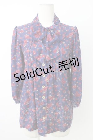 画像: Jane Marple Dans Le Salon / フラワー総柄ブラウス  青 T-26-02-20-009-JM-SK-SA-ZT