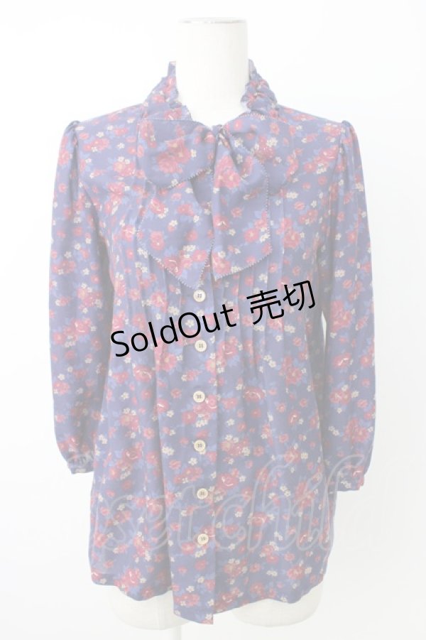 画像1: Jane Marple Dans Le Salon / フラワー総柄ブラウス  青 T-26-02-20-009-JM-SK-SA-ZT (1)