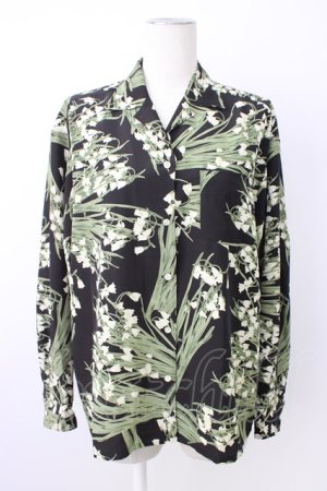 画像: INGEBORG / 鈴蘭柄シャツ  クロ T-26-02-20-010-LO-BL-OW-ZT