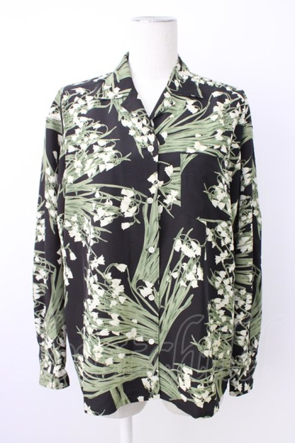 画像1: INGEBORG / 鈴蘭柄シャツ  クロ T-26-02-20-010-LO-BL-OW-ZT (1)