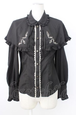 画像: axes femme kawaii / 刺繍入りケープ付き2wayブラウス  黒 T-26-02-20-012-AX-BL-SA-ZT