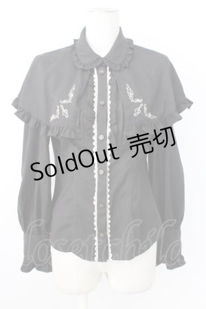 画像: axes femme kawaii / 刺繍入りケープ付き2wayブラウス  黒 T-26-02-20-012-AX-BL-SA-ZT