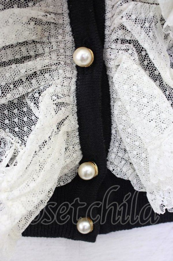 画像4: INGEBORG / ドットチュール使いカーディガン  クロ T-26-02-20-013-LO-TO-OW-ZT (4)