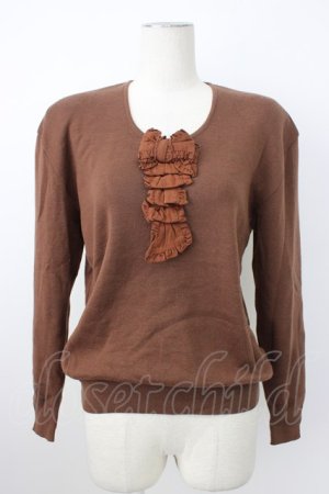 画像: KANEKO ISAO / リボンモチーフ使いニットプルオーバー  ブラウン T-26-02-20-015-EL-TO-OW-ZT