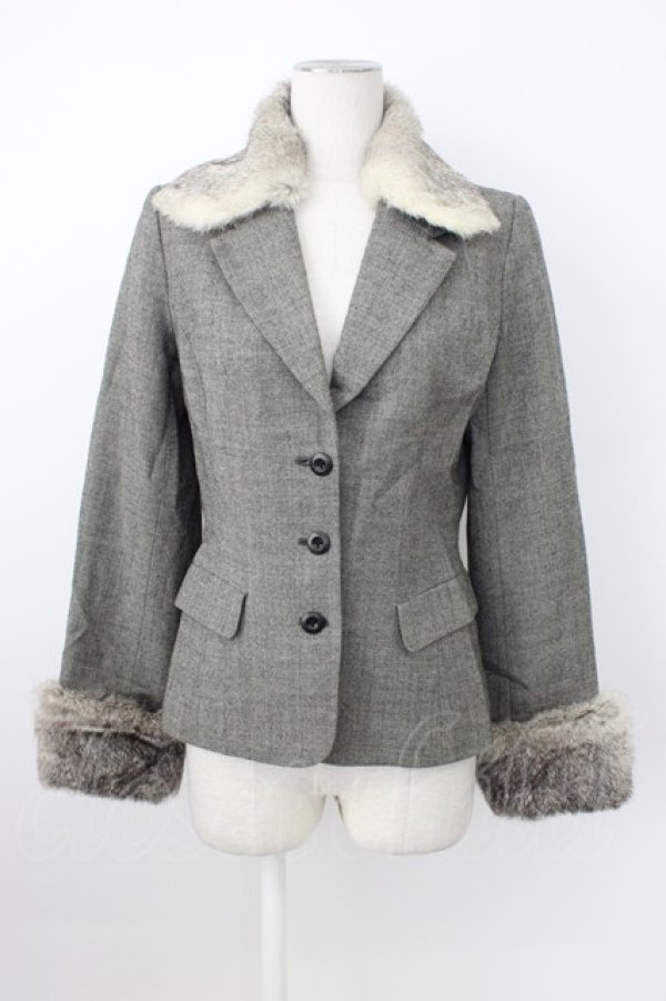 画像1: INGEBORG / ラビットファー使いジャケット S グレー T-26-02-20-016-LO-JA-OW-ZT (1)