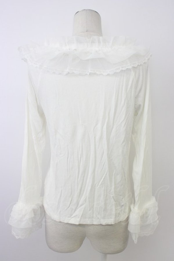画像2: axes femme / チュールフリルリブプルオーバー  白 T-26-02-20-002-AX-TO-SA-ZT (2)