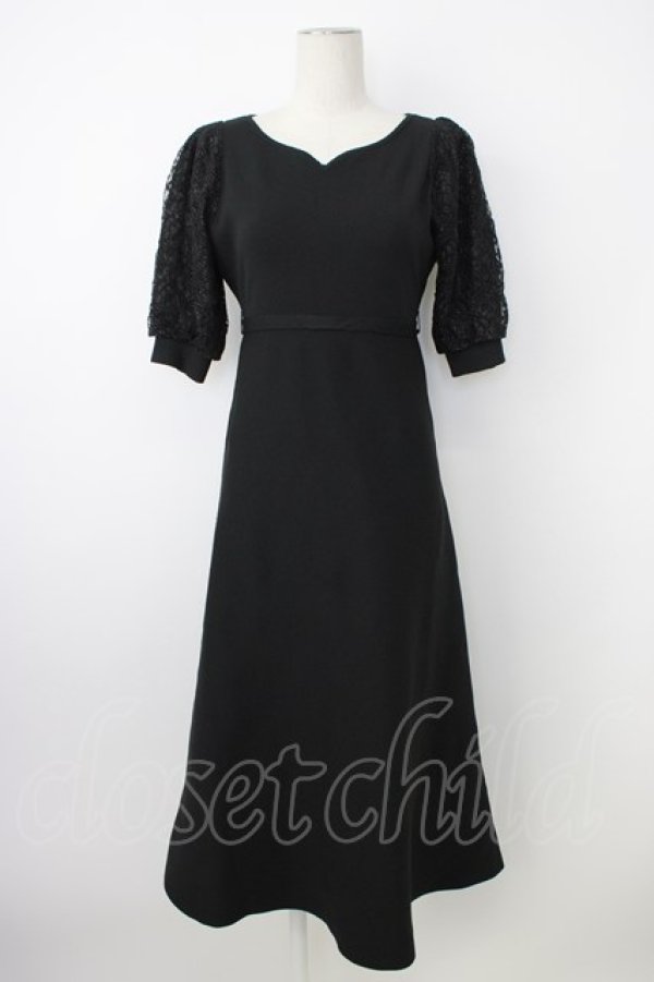 画像1: MISCH MASCH / レース袖Aラインワンピース F 黒 T-26-02-20-018-PU-OP-SA-ZT (1)