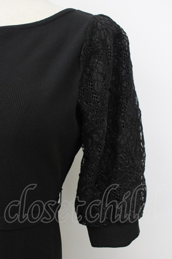 画像4: MISCH MASCH / レース袖Aラインワンピース F 黒 T-26-02-20-018-PU-OP-SA-ZT (4)