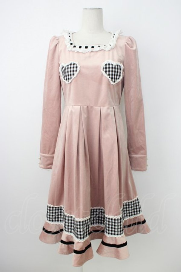 画像1: Lolime by mellfy memory / Pretty Heartsベロアワンピース M ピンク T-26-02-20-020-GO-OP-SA-ZT (1)