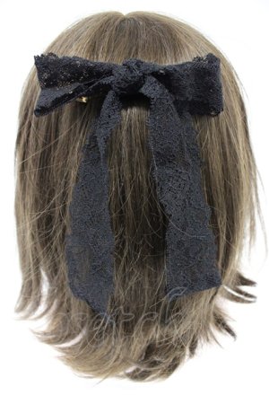 画像: Fi.n.t / レースリボンバレッタ  クロ T-26-02-21-032-CA-AC-OW-ZT