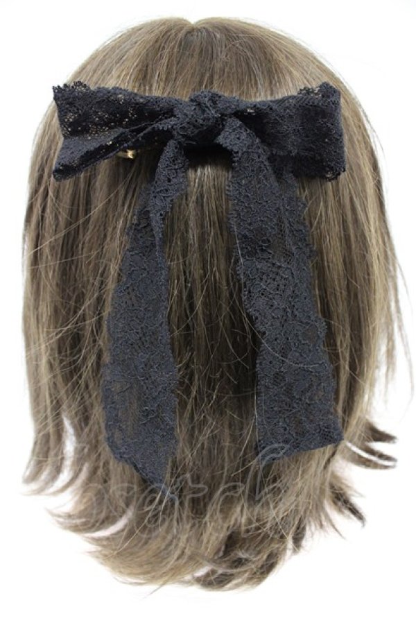 画像1: Fi.n.t / レースリボンバレッタ  クロ T-26-02-21-032-CA-AC-OW-ZT (1)