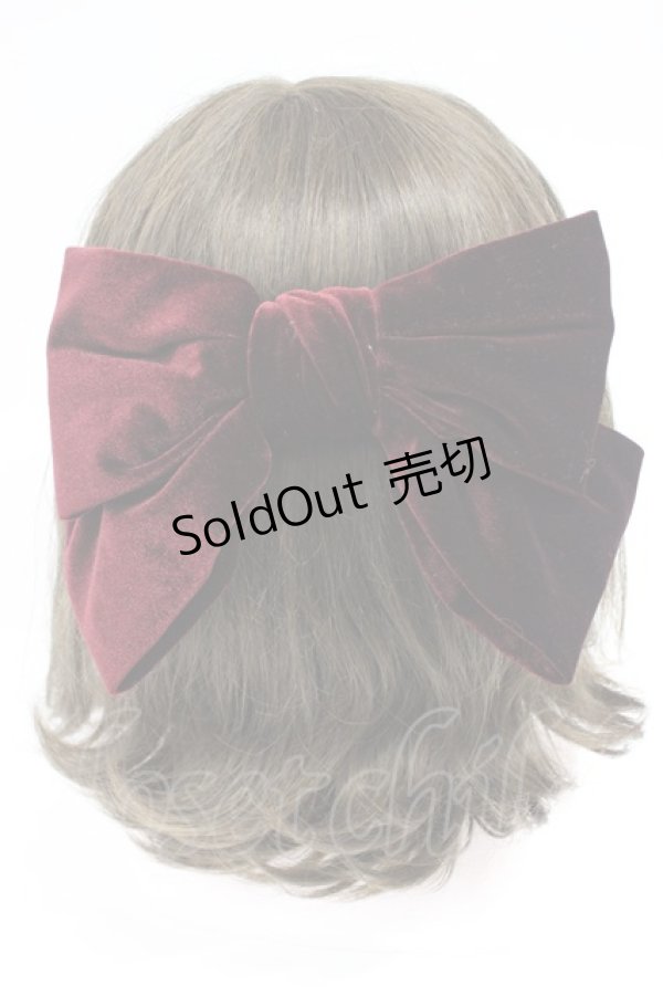 画像1: Fi.n.t / ベロアビッグリボンバレッタ  ワイン T-26-02-21-027-CA-AC-OW-ZT (1)