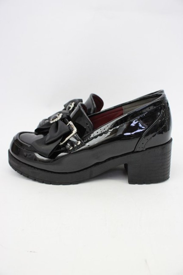 画像3: Amavel / ハートビジュー付きローファーパンプス L ブラック T-26-02-23-022-CA-SH-SA-ZT (3)