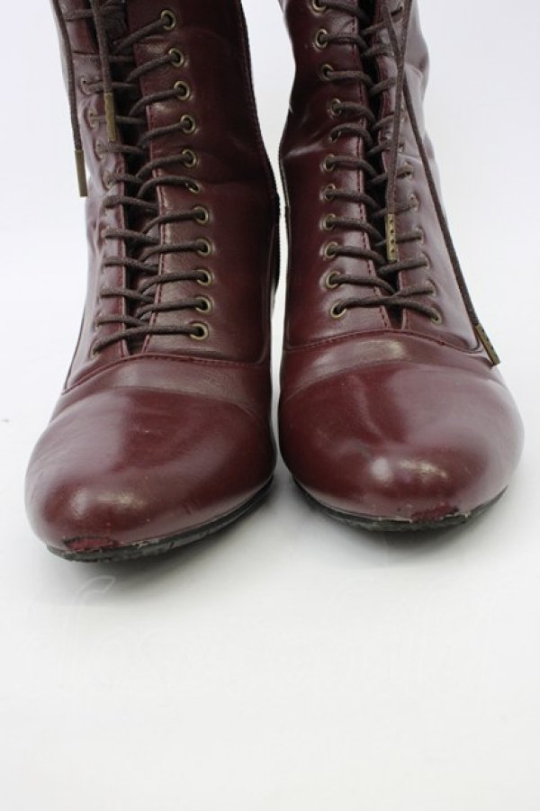 画像4: an another angelus / 細レースアップブーツ L ボルドー T-26-02-23-023-CA-SH-SA-ZT (4)