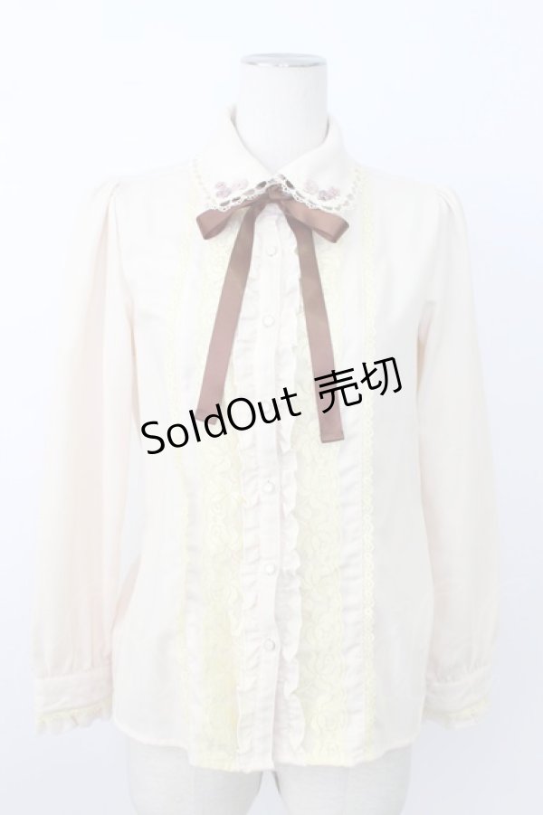 画像1: axes femme / 巻きバラ付きブラウス M アイボリー T-26-02-23-031-AX-BL-SA-ZT (1)