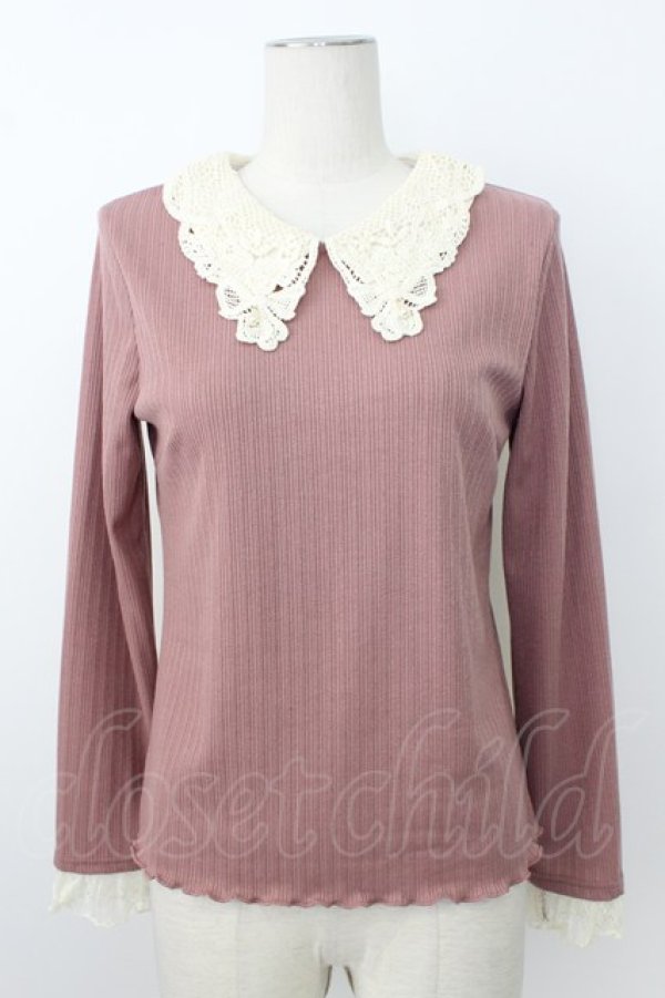 画像1: axes femme POETIQUE / レース襟カットプルオーバー M ピンク T-26-02-23-032-AX-TO-SA-ZT (1)