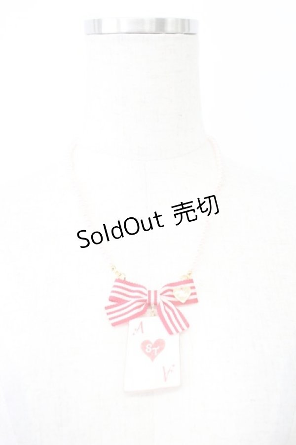 画像1: Shirley Temple / トランプリボンパールネックレス  赤Ｘピンク T-26-02-24-028-ET-AC-SA-ZT (1)