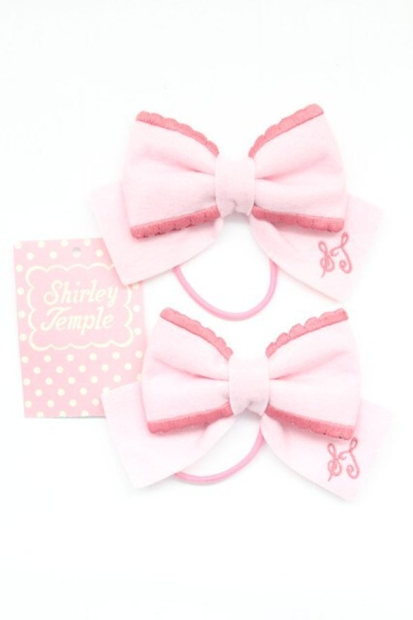 画像1: Shirley Temple / ST刺繍リボンヘアゴム  ピンク T-26-02-24-006-ET-AC-SA-ZT (1)