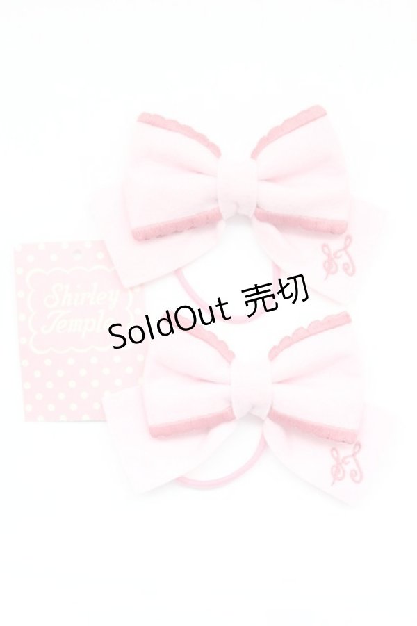 画像1: Shirley Temple / ST刺繍リボンヘアゴム  ピンク T-26-02-24-006-ET-AC-SA-ZT633-F005 (1)
