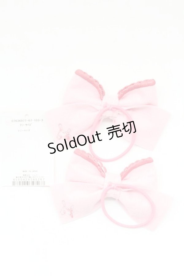 画像2: Shirley Temple / ST刺繍リボンヘアゴム  ピンク T-26-02-24-006-ET-AC-SA-ZT633-F005 (2)