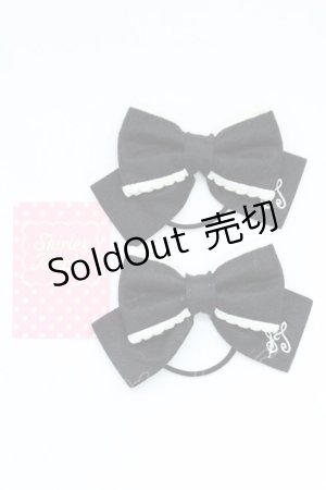 画像: Shirley Temple / ST刺繍リボンヘアゴム  黒Ｘ白 T-26-02-24-008-ET-AC-SA-ZT