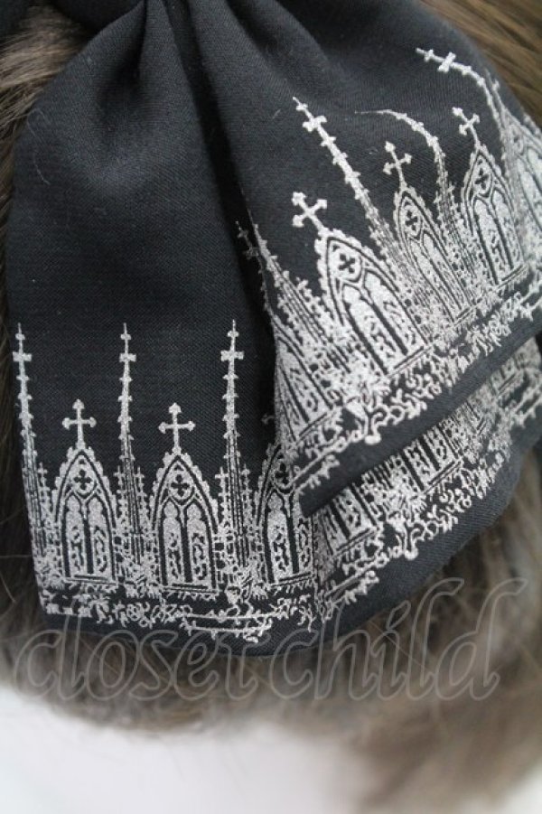 画像2: Moi-meme-Moitie / ネオゴシックアーチネオプリントカチューシャ  黒Ｘシルバー T-26-02-24-009-MO-AC-SA-ZT (2)