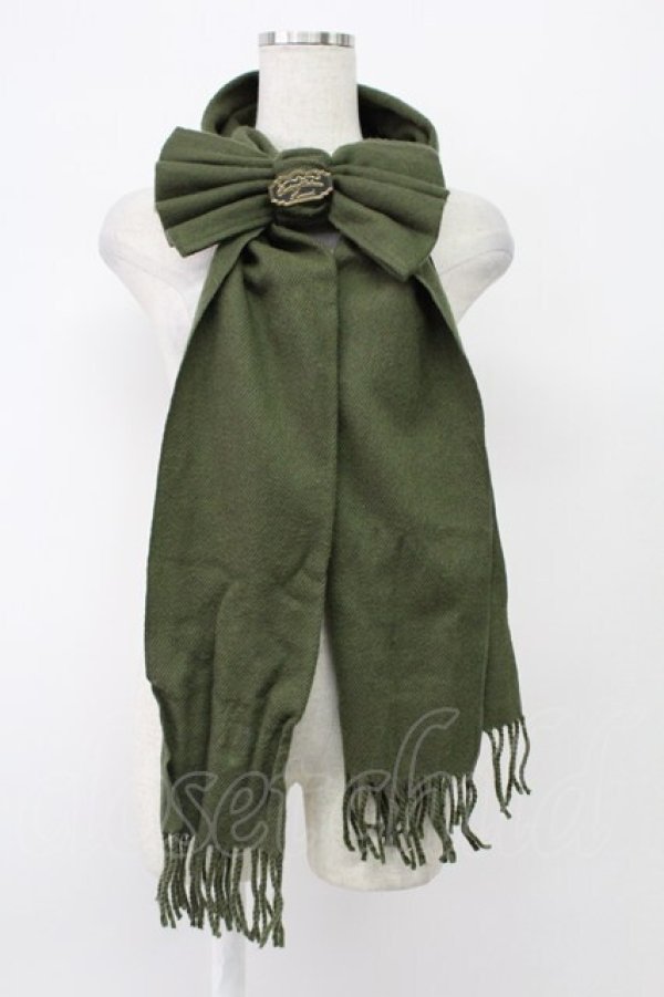 画像1: Amavel / リボンマフラー  カーキ T-26-02-24-050-CA-ZA-SA-ZT (1)