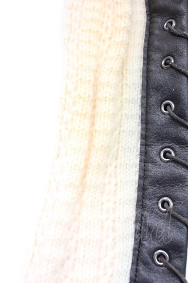 画像4: alice auaa / ニット＆レザーレッグウォーマー  アイボリーＸブラウン T-26-02-24-051-AA-ZA-SA-ZT (4)