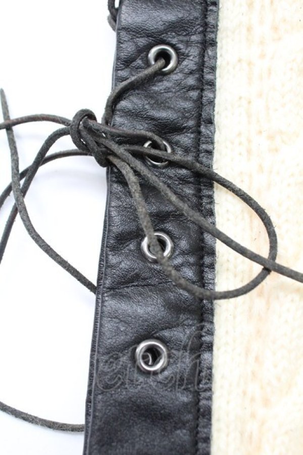 画像5: alice auaa / ニット＆レザーレッグウォーマー  アイボリーＸブラウン T-26-02-24-051-AA-ZA-SA-ZT (5)