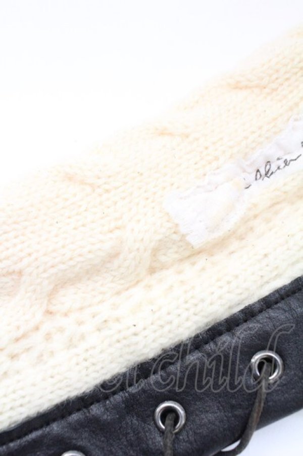 画像6: alice auaa / ニット＆レザーレッグウォーマー  アイボリーＸブラウン T-26-02-24-051-AA-ZA-SA-ZT (6)