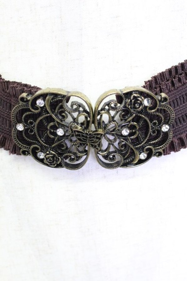 画像2: axes femme / 蝶モチーフベルト  ブラウンＸゴールド T-26-02-24-063-AX-ZA-SA-ZT (2)