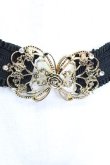 画像2: axes femme / 立体バラ×蝶ゴムベルト  ブラック×ゴールド T-26-02-24-065-AX-BL-SA-ZT (2)