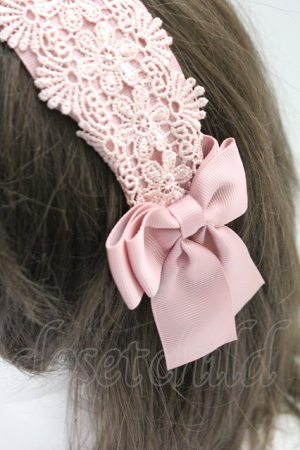 画像2: m petit by misako / TT*AMレースカチューシャ  中桃 T-26-02-24-011-LO-AC-SA-ZT (2)