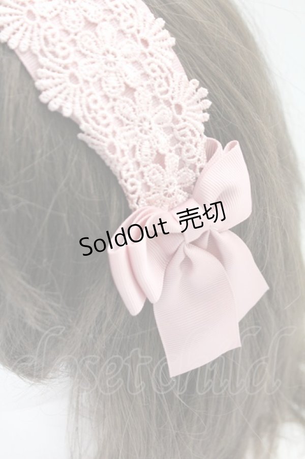 画像2: m petit by misako / TT*AMレースカチューシャ  中桃 T-26-02-24-011-LO-AC-SA-ZT633-F004 (2)