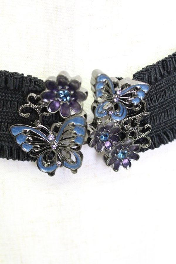 画像2: axes femme / G 蝶ゴムベルト  青Ｘ黒 T-26-02-24-066-AX-ZA-SA-ZT (2)