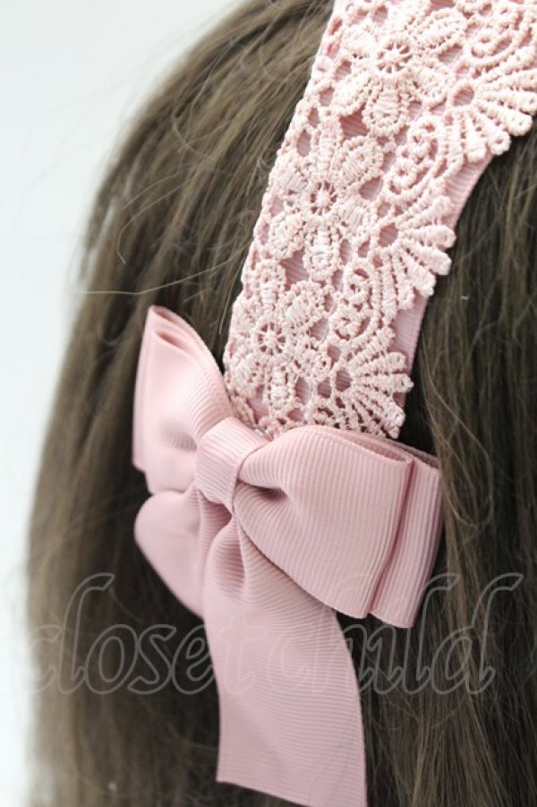 画像4: m petit by misako / TT*AMレースカチューシャ  中桃 T-26-02-24-011-LO-AC-SA-ZT (4)