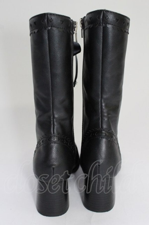 画像2: Innocent World / ハートとダイヤのリボンショートブーツ S 黒 T-26-02-24-070-IW-SH-SA-ZT (2)