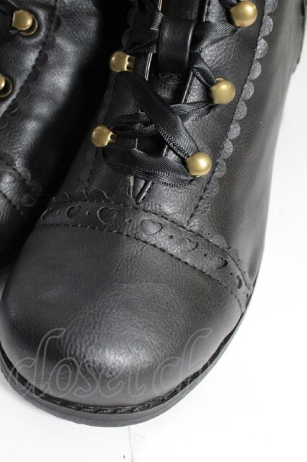 画像5: Innocent World / ハートとダイヤのリボンショートブーツ S 黒 T-26-02-24-070-IW-SH-SA-ZT (5)